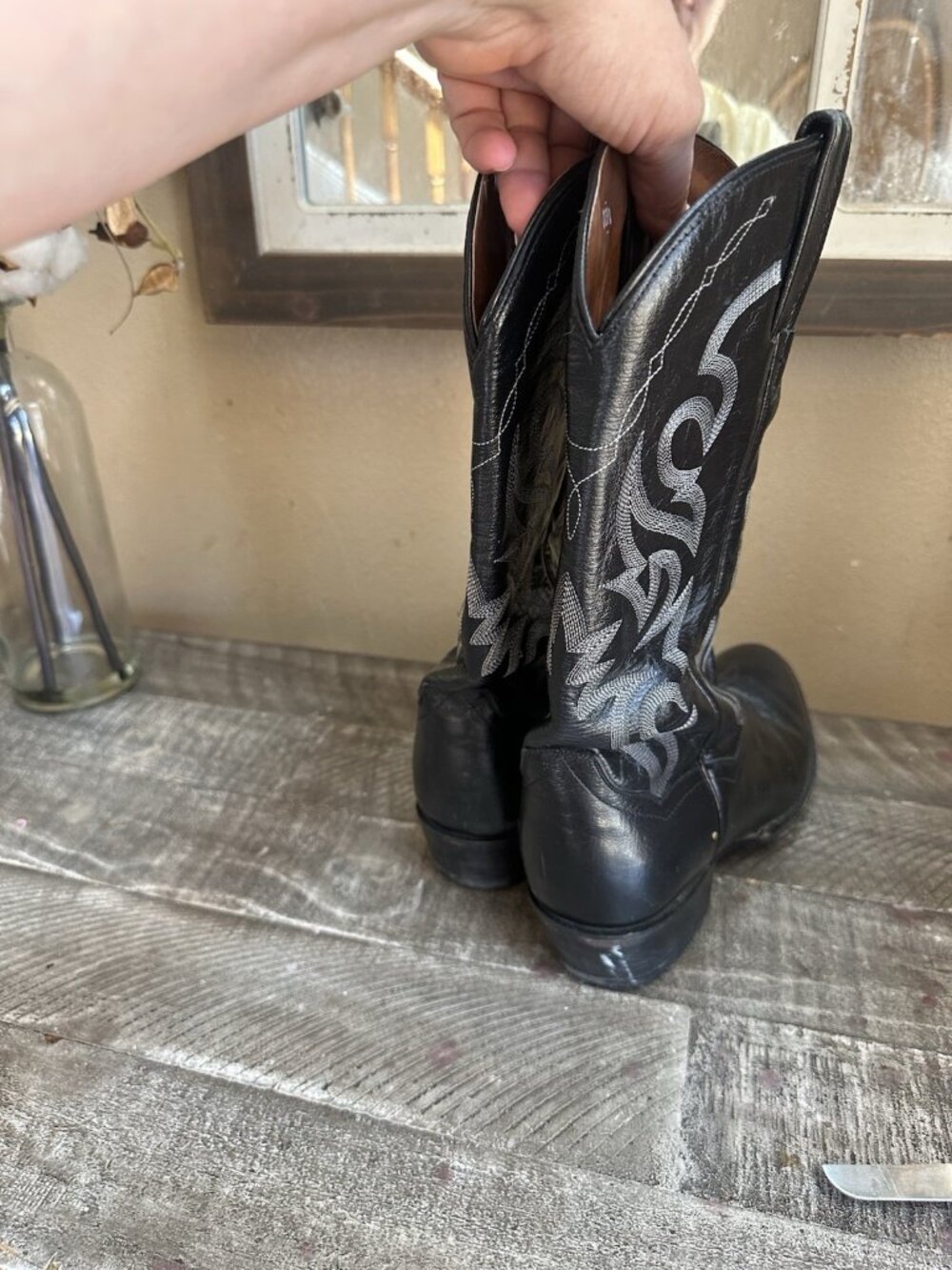 Dan Post Cowboy Boots Men’s 8.5 Extra Wide Black Leather Western Milwaukee - Picture 5 of 6